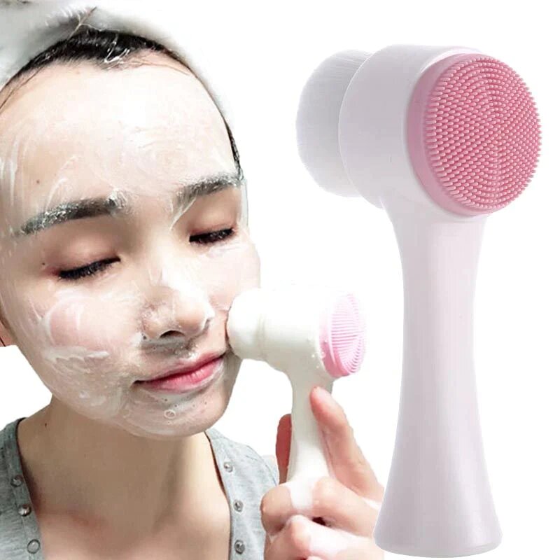 3D Double Side Silicone Facial Cleansing Bursh